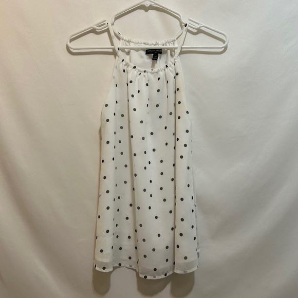 Banana Republic Tops - Banana Republic Women's White/Black Polkadot sheer sleeveless blouse Size XS